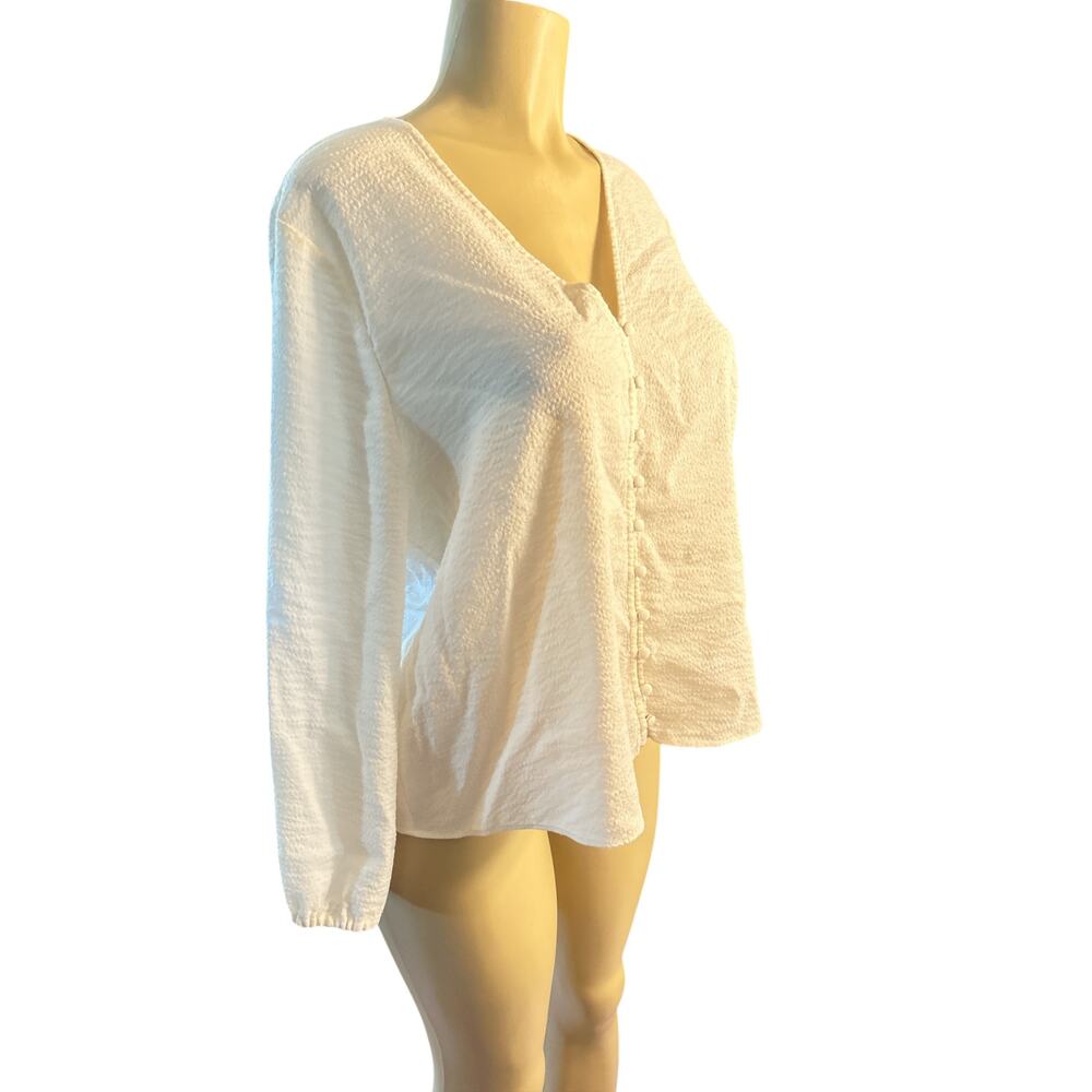 Women XL Madewell AF676 V-Neck Button-Down Shirt Antique Cream Blouse Top